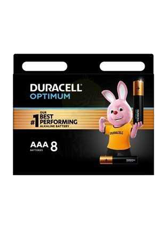 Duracell Durable Compact Optimum AAA Ultra Power Alkaline Battery, 8 Pieces, Black