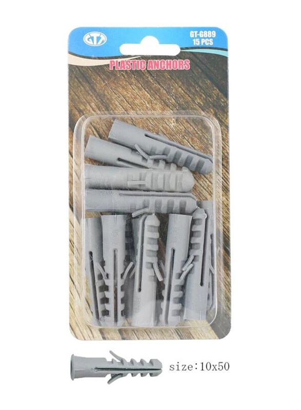 

Gtt 15-Piece Plastic Anchors, Grey