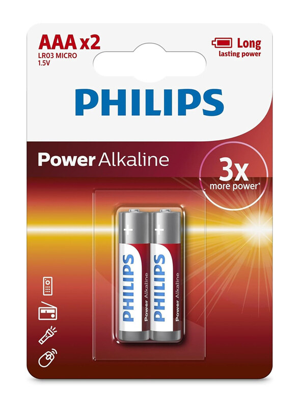 

Philips 2-Piece Power Alkaline AAA 1.5V Battery, Red/White
