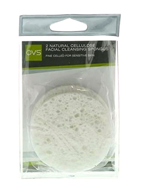 QVS Natural Cellulose Facial Clean, White, 2 Pieces