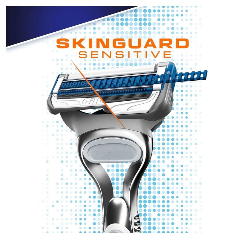 Gillette SkinGuard Men's Razor Handle For Sensitive Skin + 2 Blade Refills