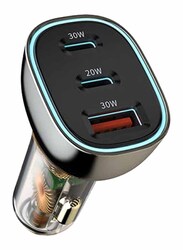 Wiwu Car Charger Dual USB + C Type, PC700, Black/Clear