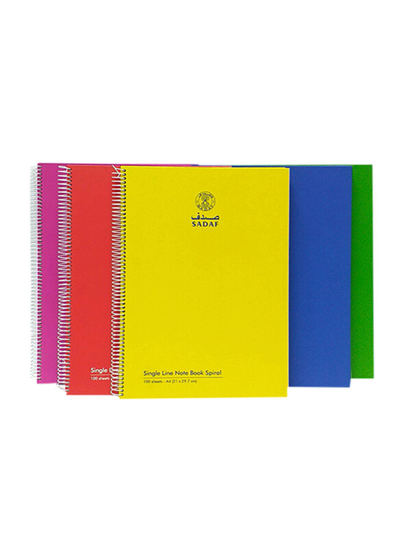 

Sadaf Single Line-hard Cover With Spiral Ex. Book, 100 Sheets, A4 Size