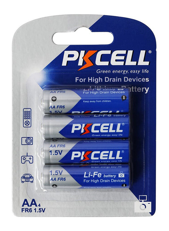 

Pkcell AA 1.5V Lithium Battery, 4 Pieces, Blue