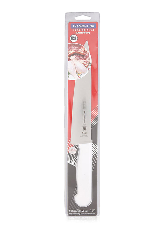 Tramontina 8-inch Professional Master Stainless Steel Meat Knife, Silver/White