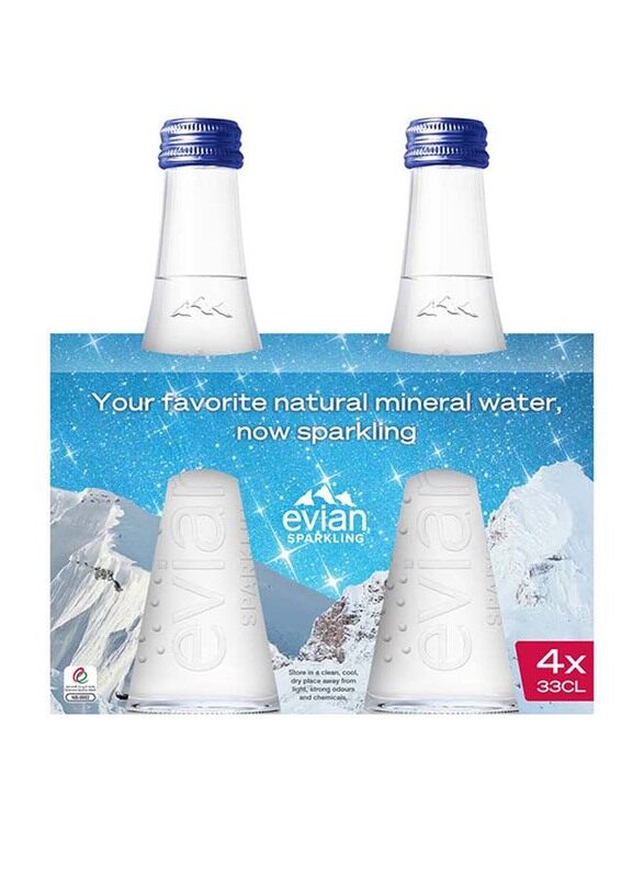

Evian Sparkling Natural Mineral Water in Glass Bottle