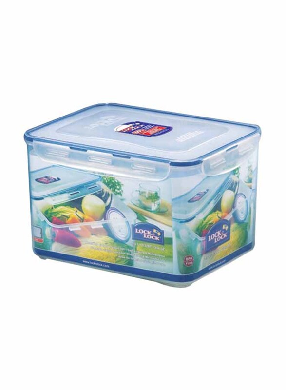 Lock & Lock Rectangle Food Container, HPL838, 9 Litres, Clear/Blue |  DubaiStore.com - Dubai