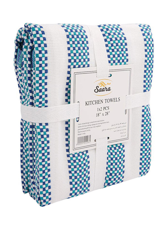 

Saara 2-Piece Kitchen Towel, Blue/White