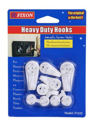 Fixon Heavy Duty Hooks, 9-Piece, White