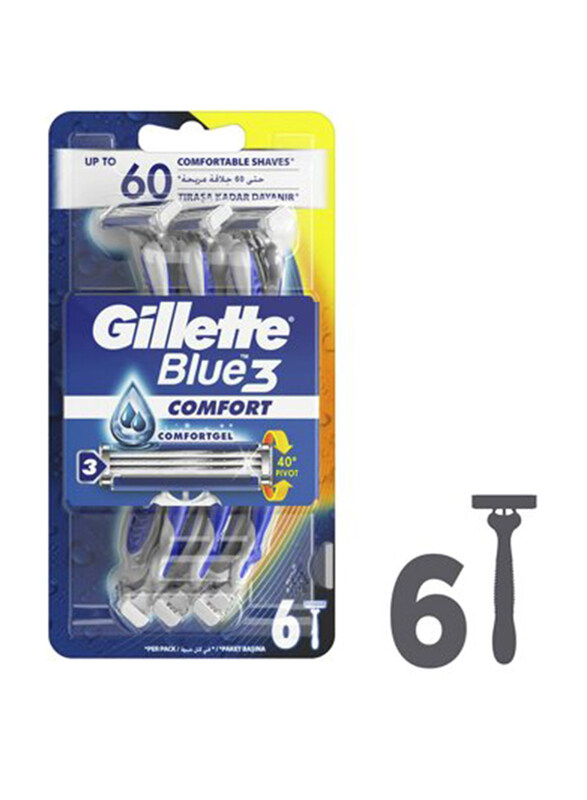 

Gillette Blue 3 Layer Comfort Shaving Razor, 6 Pieces
