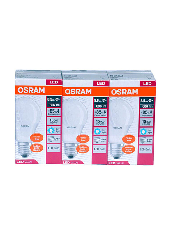 

Osram LED Value Classic A 60 8, 3 Pieces, Cool Daylight