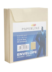 Paperline Peal And Seal Envelope Set, 50 Pieces, Beige