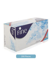 Fine Classic 2 Ply White Facial Tissues, 200 Sheets