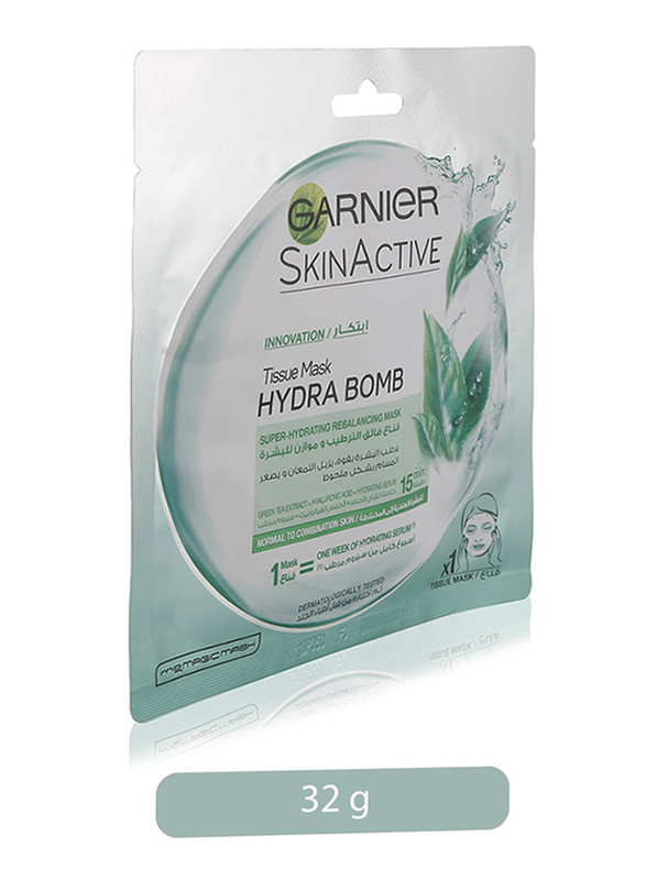Garnier Green Tea Hydrating Tissue Face Mask for Normal To Oily Skin, 32 gm