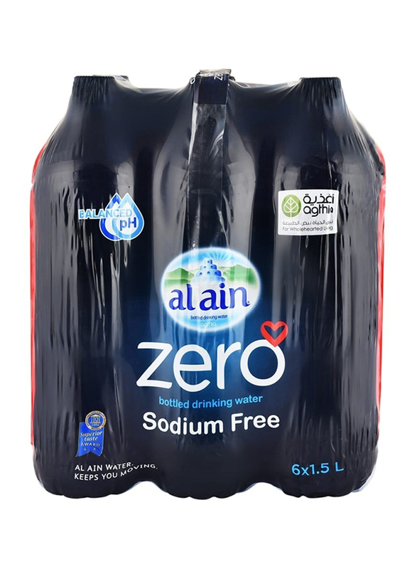 Al Ain Zero Sodium Free Bottled Drinking Water, 6 x 1.5 Liters