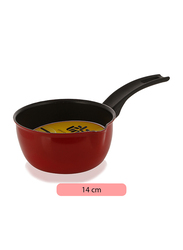 Union 16cm Non-Stick Aluminium Round Milk Pot, Red/Black