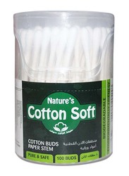 Nature's Cotton Soft Paper Buds In Drum, 100 Piece