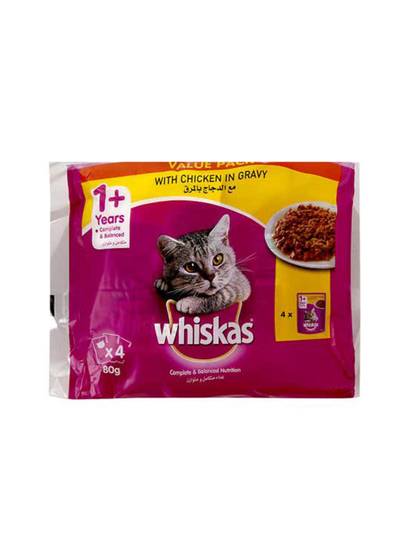 Whiskas Chicken Pouch Cat Food - 4 x 80 g