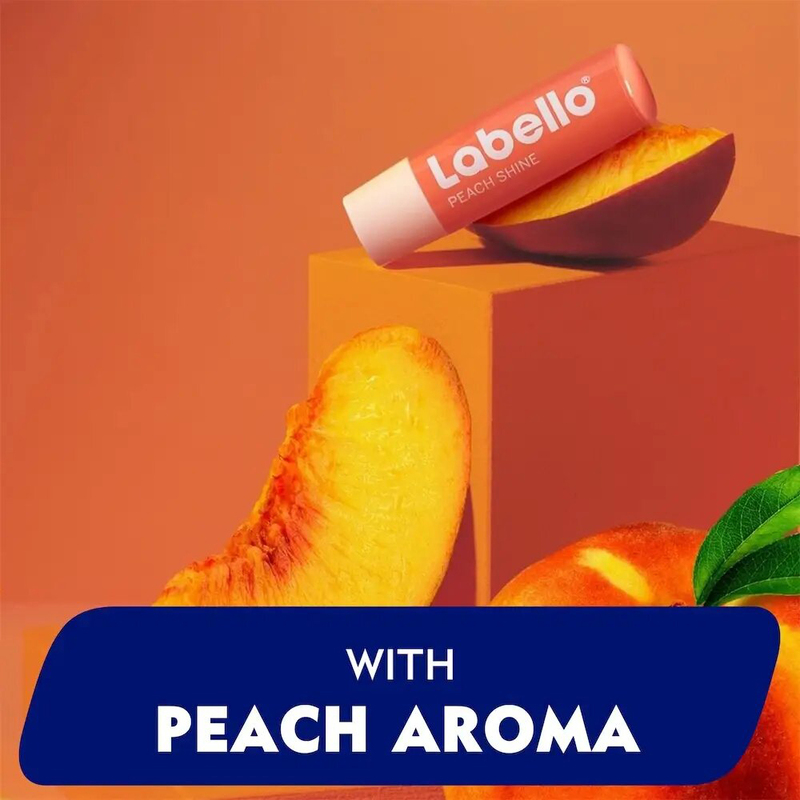 Labello 24H Melt-In Peach Shine Lip Balm, Coral Pink, 4.8g