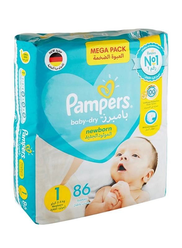 Pampers Baby-Dry Diapers, Size 3, 6-10kg, Up to 100% Leakage Protection  Over 12 Hours and Bigger, Wider Sides for Comfort, 136 Baby Diapers