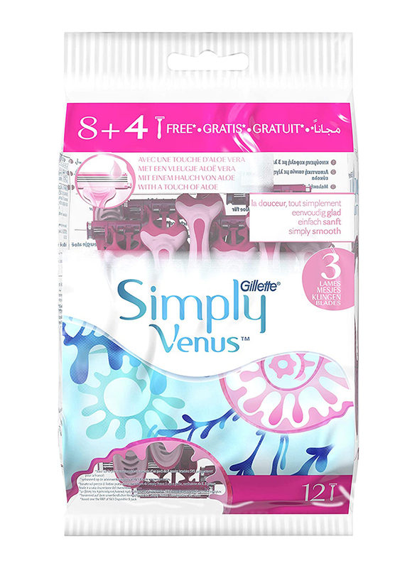 Venus Simple Razors, Pink, 12 pieces