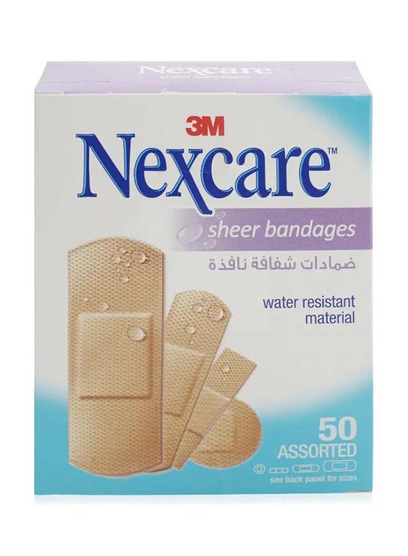 3M Nexcare One Size Sheer Bandages, 50 Pieces