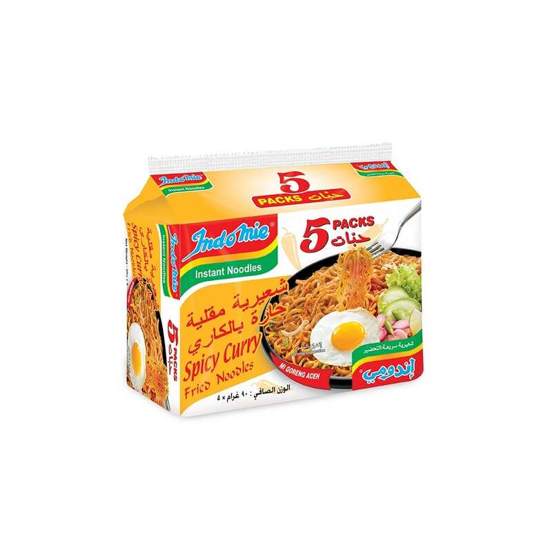 Indomie Spicy Curry Fried Instant Noodles, 5 x 90g