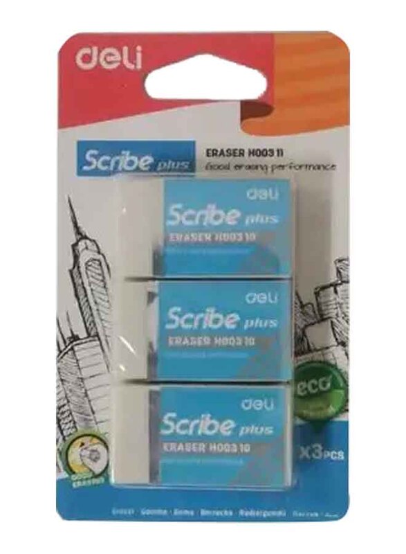 Deli Scribe Plus Erasers H003 11, 3 Pieces