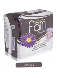 Fam Extra Thin Wings Night Sanitary Pads, 7 Pieces