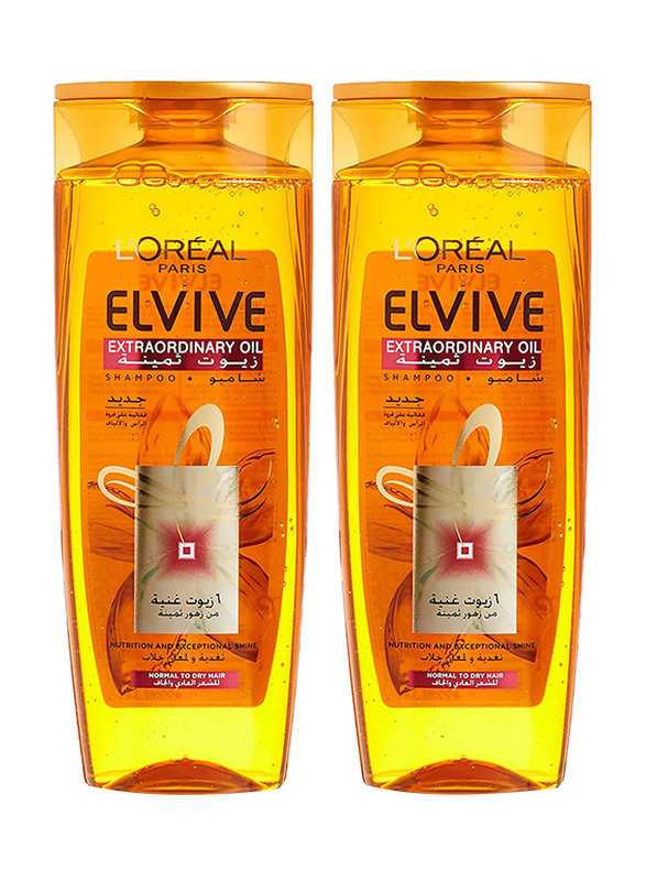 L'Oreal Paris Elvive Extra Ordinary Oil Shampoo for All Hair Types, 400ml, 2 Pieces