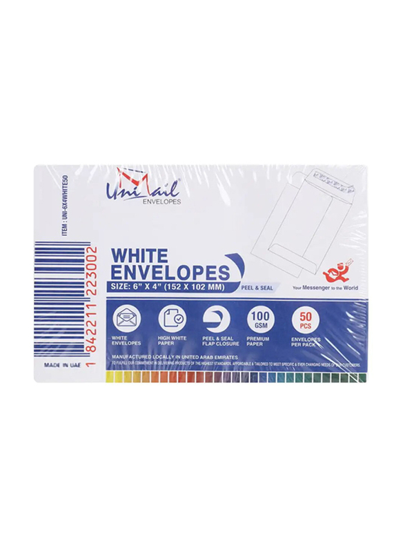 Unimail White Envelopes, 50 Pieces