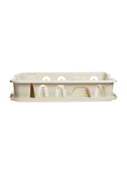 Cosmoplast Plastic Dish Drainer Rack Large with Detachable Drainboard, Off White