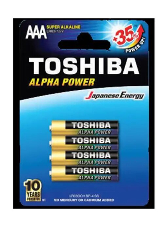 Toshiba AAA Alpha Super Power Batteries, 4 Pieces, Multicolour
