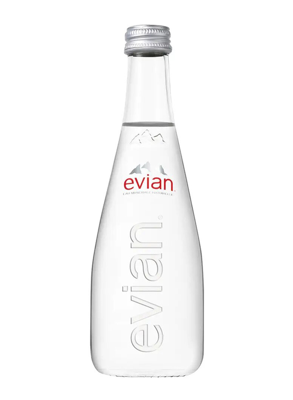 Evian Natural Mineral Water Glass Bottle, 4 x 750ml