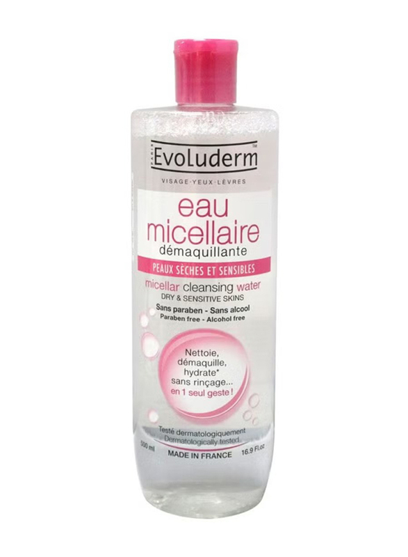 Evoluderm Micellar Water for Dry & Sensitive Skin, 500ml