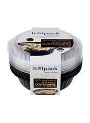 Hotpack Black Round Container, 24 Oz, 5 Pieces