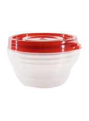 Lock & Lock E-Zlock Round Container, 350ml, 3 Pieces, HLE9404, Red