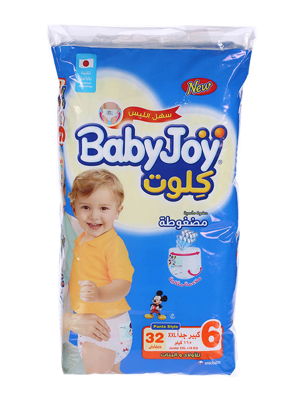 Baby Joy Culottes Jumbo Diapers, Size 6, Junior XXL, 16+ Kg, Jumbo Pack, 32 Count