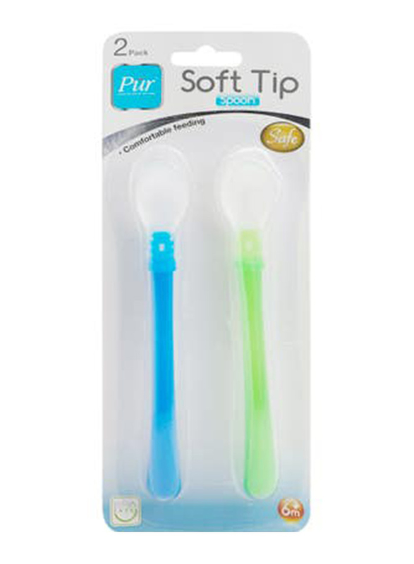 Pur 6+ Months Soft Tip Spoon 2 Pieces, Multicolour
