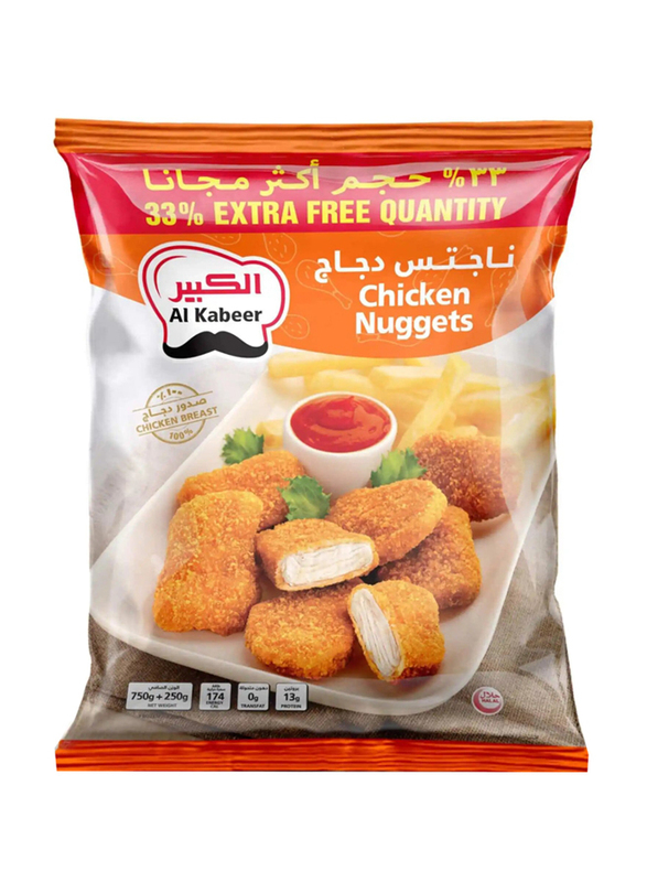 Al Kabeer Chicken Nuggets, 750g + 250 g