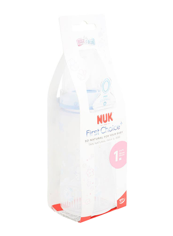 Nuk First Choice Plus Feeding Bottle, 300ml, 0-6 Months, Blue