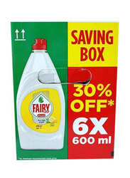 Fairy Plus Dishwashing Liquid Soap Lemon Value Pack, 6 x 600ml