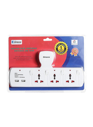 Sirocco Extension Socket 3 Way with 2 Usb, W1103, White