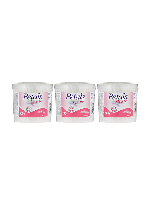 Petals Cotton Makeup Buds, 3 x 200 Pieces, White