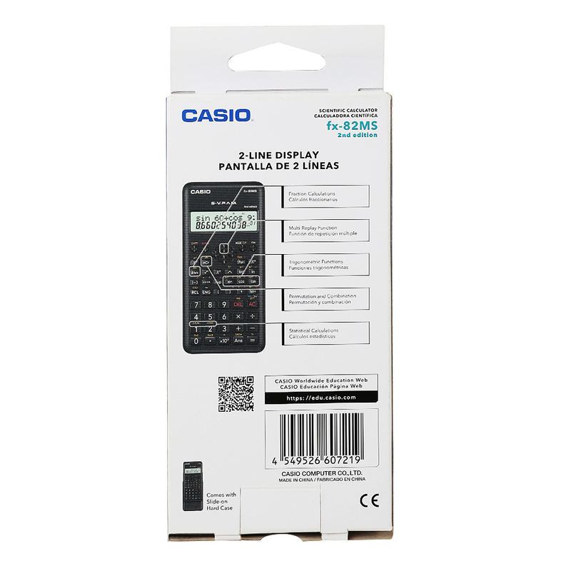 Casio FX-82MS 2nd Gen Non-Programmable Scientific Calculator, Black