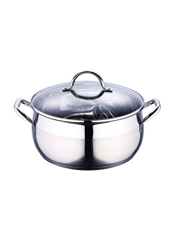 

Bergner 8L Stainless Steel Casserole with Glass Lid, Silver