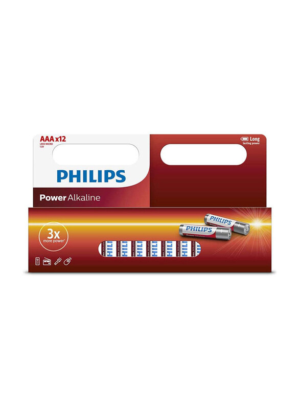 

Philips 12-Piece Alkaline AAA 1.5V Battery, Red/White