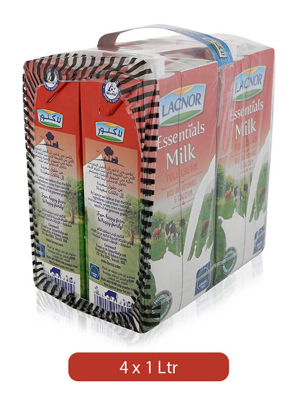 

Lacnor Essentials Full Cream Milk - 4 x 1 Ltr