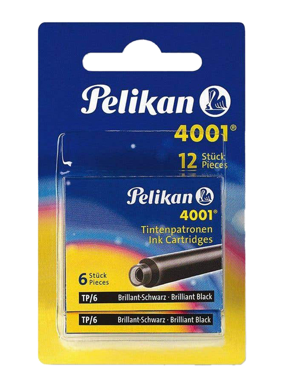 Pelikan Brilliant Ink Cartridge, 12 Pieces, Black