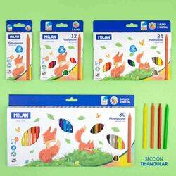 Milan Triangular Crayons, 12 Pieces, Multicolour